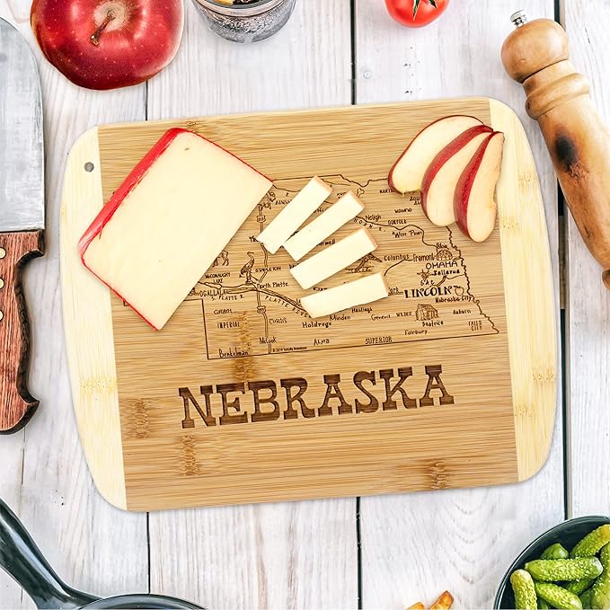 Totally Bamboo A Slice of Life Nebraska State Serving and Cutting Board, 11" x 8.75"