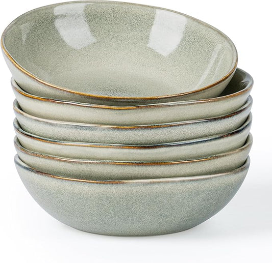 AmorArc Ceramic Cereal Bowls Set of 6, 24 oz Handmade Stoneware Bowls Set for Cereal Soup Salad, Stylish Kitchen bowls for Meal, Dishwasher & Microwave Safe, Reactive Glaze