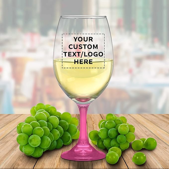 Custom Rioja Grand Wine Glasses 20.75 oz. Set of 100, Personalized Bulk Pack - Perfect for Hotel, Bar, Restaurant or Lounge - Pink