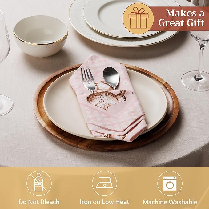 Maison d' Hermine Cloth Napkins Set of 4 100% Cotton Soft & Durable Everyday Reusable Square Napkins Cloth Washable, Dinner, Cocktail Party, Wedding, Restaurant (Easter, 18" x 18")