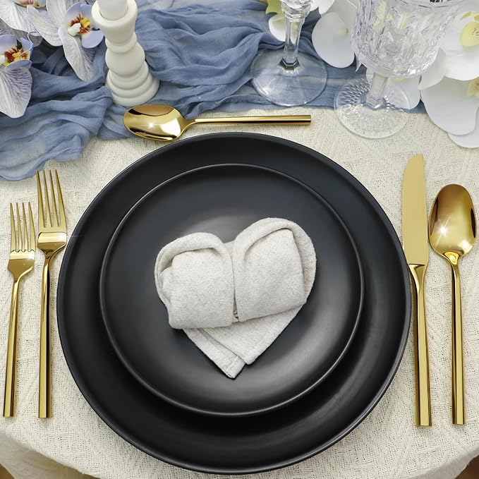 Gold Silverware Set 20-Piece Stainless Steel Mirror Polishing Golden Cutlery, Hand Forged Thick Hexagon Handle Flatware Sets, Wedding Housewarming Gift Service for 4