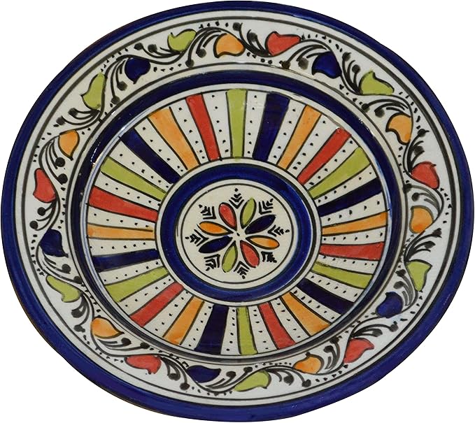 Ceramic Plates Moroccan Handmade Appetizer Tapas Serving Decorative 8 inches Round Multicolored