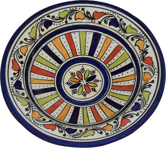 Ceramic Plates Moroccan Handmade Appetizer Tapas Serving Decorative 8 inches Round Multicolored