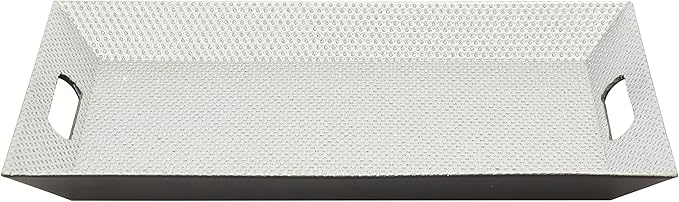 Simply Elegant Pack of 6 Silver Beaded Rectangle Tray – 15.75 x 10.75 x 1.5 Inches, Lightweight Serving Tray, Durable Quality, High-Grade Plastic, Unbreakable, Decorative Tray