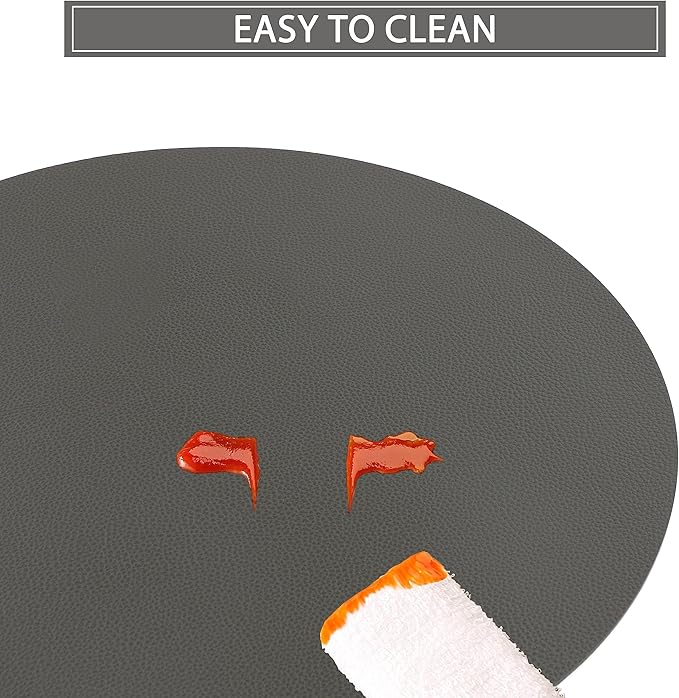 Wipeable Placemats and Coasters Leather Table Mats Waterproof Heat-Resistant Easy to Clean for Dining Table Set Kitchen Table Set of 6, Gary