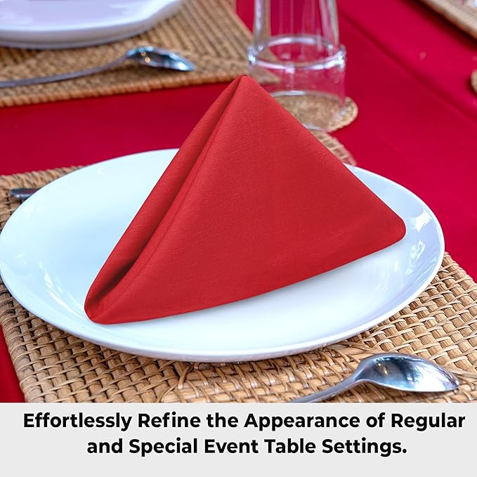 Urban Villa Christmas DinnerNapkins 20x20 Inches Over Sized Set of 6 Red Color Cloth Napkins 100% Cotton Cloth Napkins Reusable Washable Napkins Premium Quality Mitered Corners Soft DinnerNapkins