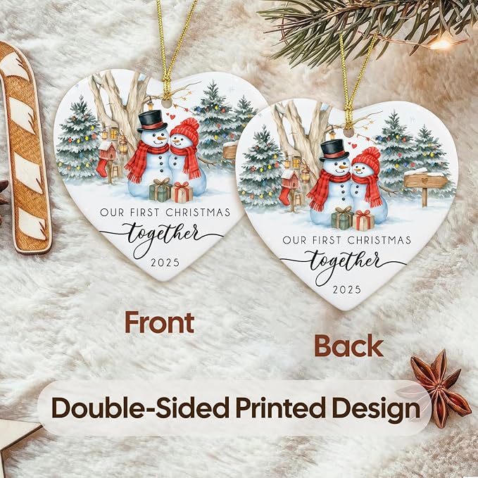 NewEleven Couple Gifts - Our First Christmas Ornament 2025 for Him, Her, for Couple - Newlywed Gift, Meaningful Present from Wife, Husband - Christmas Ornament