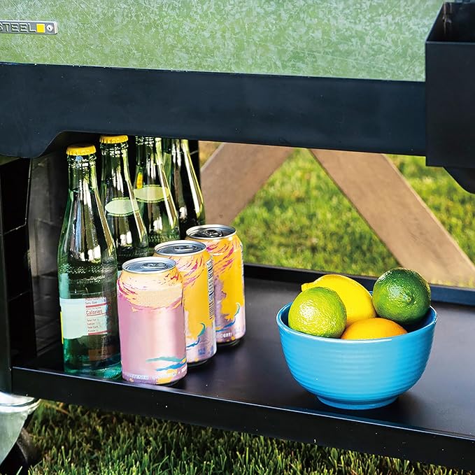 Permasteel Rolling Patio Cooler – Large Outdoor Ice Chest with Wheels, Beverage Cooler for Backyard, BBQ, Tailgate, Beach, Parties, Rustic Farmhouse Design
