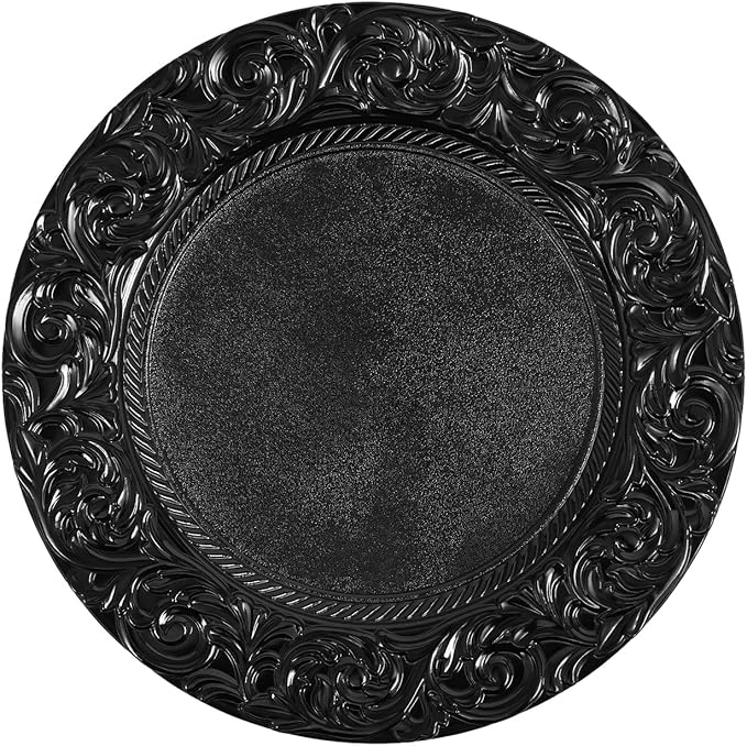 Black Plastic Charger Plates Set of 150, 13” Reusable Party Chargers for Dinner Plates, Elegant Round Service Plate Chargers Bulk Decorative for Wedding, Catering Table Decor