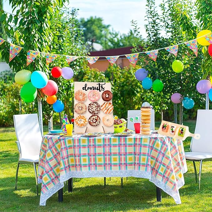 6 Pack Donut Stand Set Includes 2 Donut Wall 2 Donut Display Stand 2 Donut Board, Doughnut Wall, Decorative Doughnut and Bagel Holder for Birthday, Wedding, Baby Shower, Party