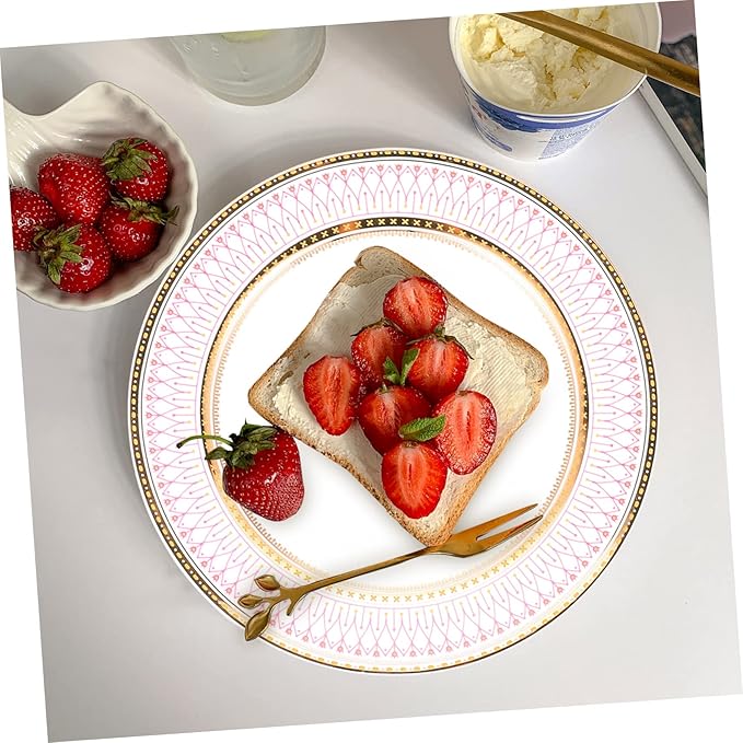 Happyyami European Style Multi-Function Serving Plate 10-Inch Household Steak Plate for Desserts and Appetizers Sturdy Ceramic Food Tray for Parties and Everyday Use