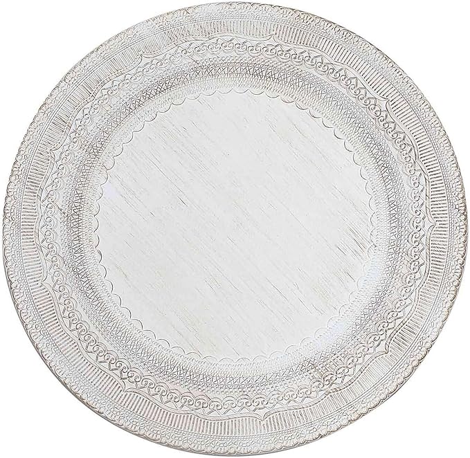 Efavormart 6 Pack | 13" White Rustic Lace Embossed Acrylic Plastic Charger Plates