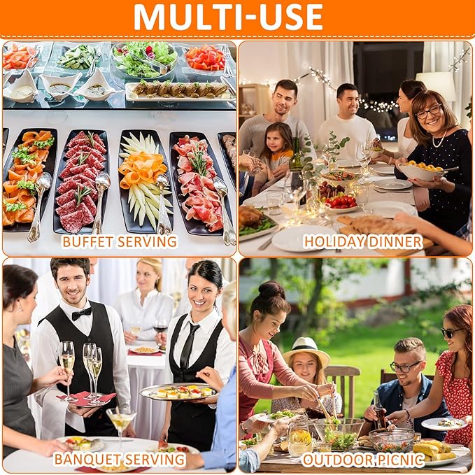 Uiifan 24 Pieces Serving Spoons Bulk 8.3 Inches Party Serving Spoons for Buffet Stainless Steel Spoon Banquet Utensils for Cooking Catering Food Kitchen, Silver, 8.3 x 2.4''
