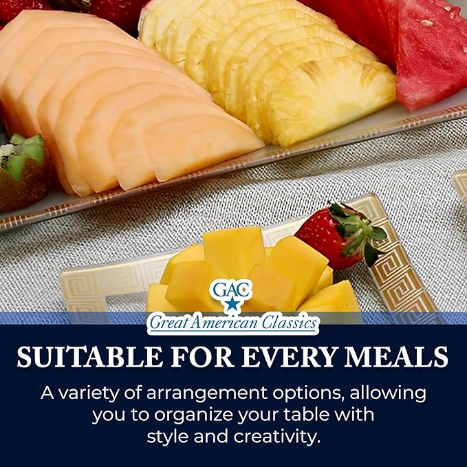 Square Tempered Glass Serving Tray – 13-Inch Decorative Platter with Gold Trim, Durable, Microwave Oven & Dishwasher Safe Food Tray for Serving Dishes, Snacks & Desserts, Ideal Gift for Mothers