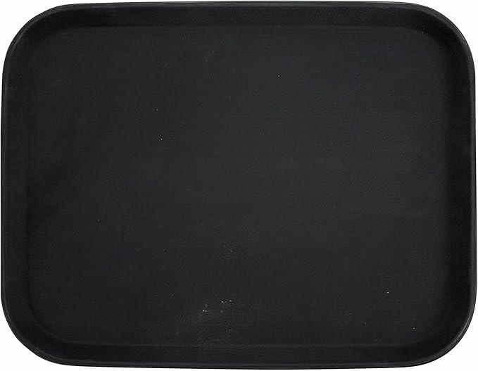 Winco 14" x 18" Easy Hold Rubber Lined Tray, Black, Rectangular