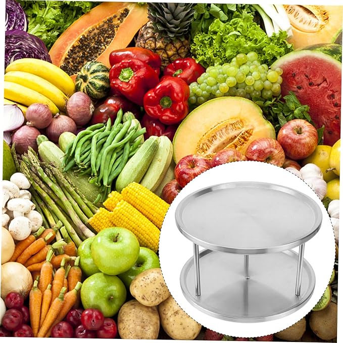 Cabilock Stainless Steel Seafood Plate with Double Layers and Brackets Rust Resistant Snack and Food Serving Platter for Restaurant Use Easy to Clean Refrigerator and Oven Safe Silver