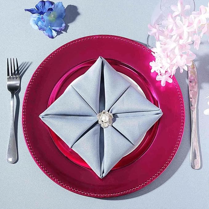 13" Charger Plates -Set of 24 - Acrylic Hot Pink Round Beaded Disposable Chargers, Ideal for Dinner Party Wedding Bulk Events Tabletop Decoration