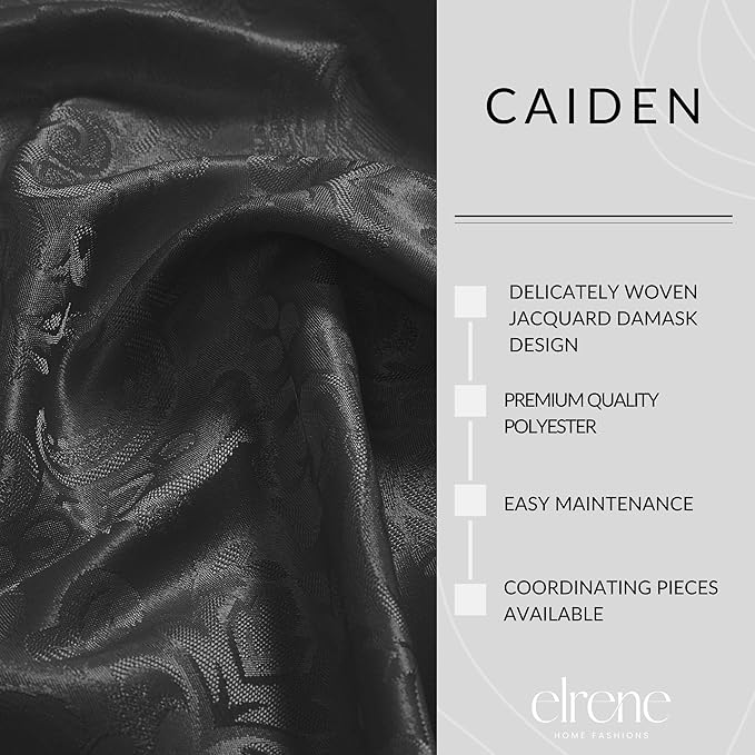 Elrene Home Fashions Caiden Elegance Damask Waterproof, Stain & Wrinkle Resistant Fabric Tablecloth, 60" x 120" Oblong/Rectangle, Black
