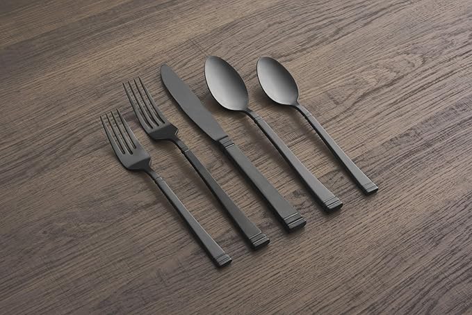 Cambridge Gunmetal Riley Piece Flatware Set, 20 Count (Pack of 2)