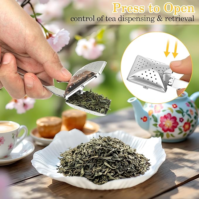 2PCS Stainless Steel Tea Infuser,Creative Square Tea Diffuser with Fine Holes Tea Strainer Steeper for Loose Leaf Tea Spices Seasonings Teawear Accessories Father's Day Gift, Gold+Silver