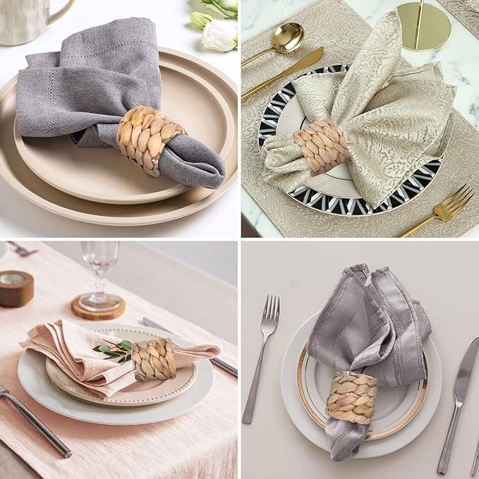 APTWOW Rustic Napkin Rings Set of 12, Hand-Woven Farmhouse Fall Napkin Rings, Holiday Party, Christmas, New Year Eve, Thanksgiving Dinnerware, Easter Napkins Rings