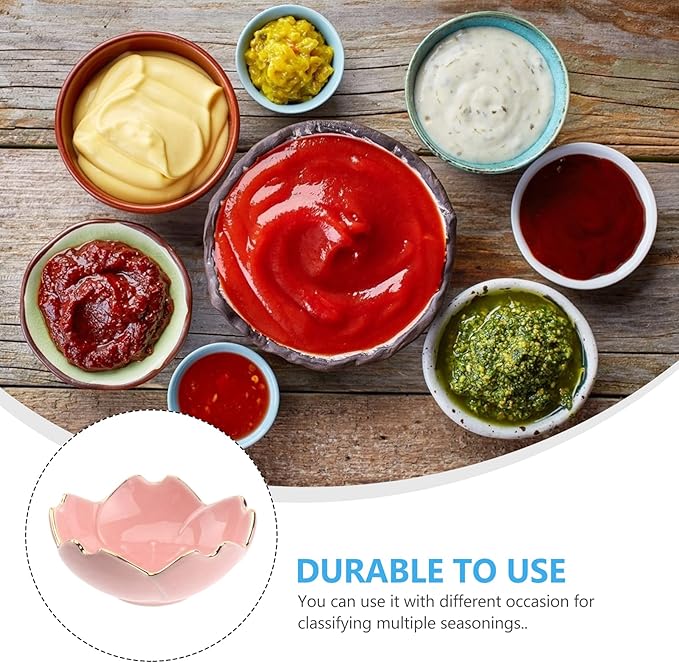 Handmade Soup Bowl, Ceramic Bowl, 2pcs Sauce Dishes Ceramic Seasoning Dipping Bowl Flower Shape Sushi Soy Dipping Bowl Appetizer Plates Serving Dish for Kitchen Home (Blue) Sushi Plates ( Color : Pink