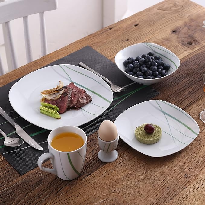 Dinnerware Sets Dish Set,18 Pcss,Hand Painted Leaf Pattern Porcelain Tableware Set with Plates and Bowls,Ceramic Dinner Set for Home Kitchen (40 One Size)
