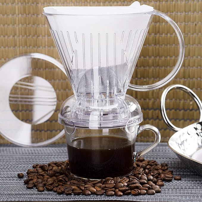 Clever Coffee Dripper and Filters, Large 18 oz| Barista's Choice| Safe BPA Free Plastic|Includes 100 Filters (Clear, 18 oz Large)