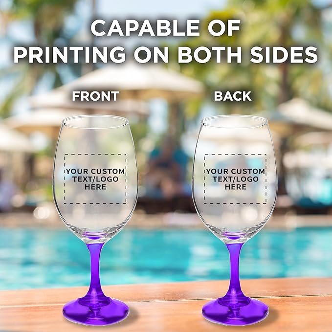 Custom Rioja Grand Wine Glasses 20.75 oz. Set of 100, Personalized Bulk Pack - Perfect for Hotel, Bar, Restaurant or Lounge - Purple