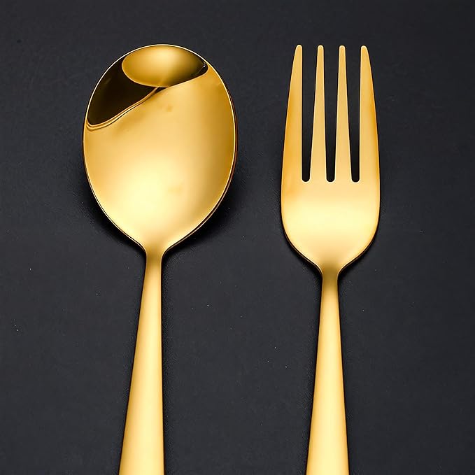 Christmas Cutlery Gift Set of 2 Pieces – Reindeer Spoon & Snowman Fork, Titanium Gold Stainless Steel with Greeting Card, Elegant Holiday Dining & Gift