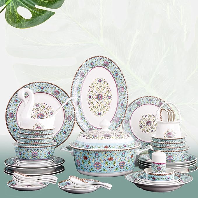 Luxury Tableware Set Tableware Dishes Plates Ceramic Combination Dinner Service Set of Bowls Dessert Plates Soup Plates Dinner Plates 60 Piece Yellow (Yellow)