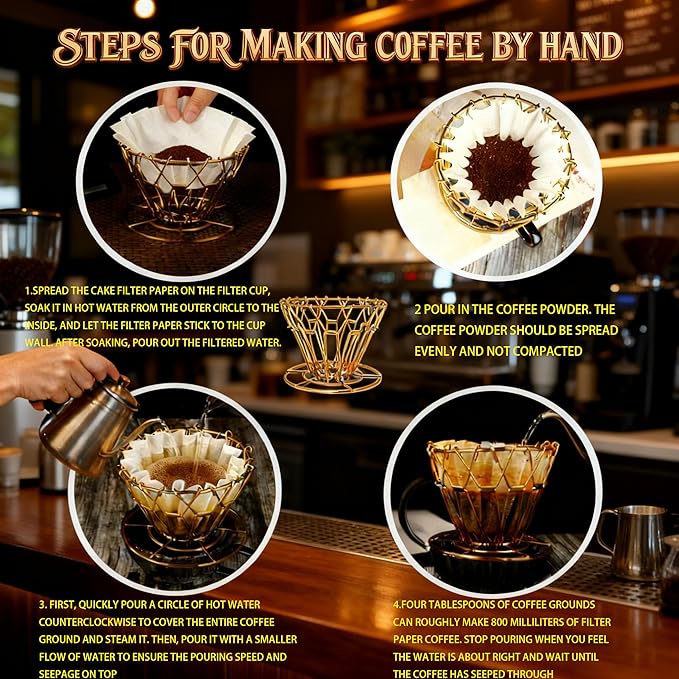 Collapsible Outdoor Pour Over Coffee Dripper,Portable Stainless Steel Reusable Coffee Dripper for Hiking, Camping, Home, Office，Traveling,Suit for Cake Filter and V60 Fiter