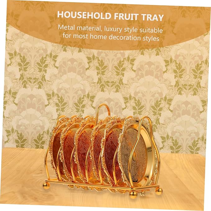 POPETPOP Golden Mini Snack Dish Set with Silver-Plated Rack Creative Food Serving Tray for Parties and Gatherings for Fruits and Appetizers