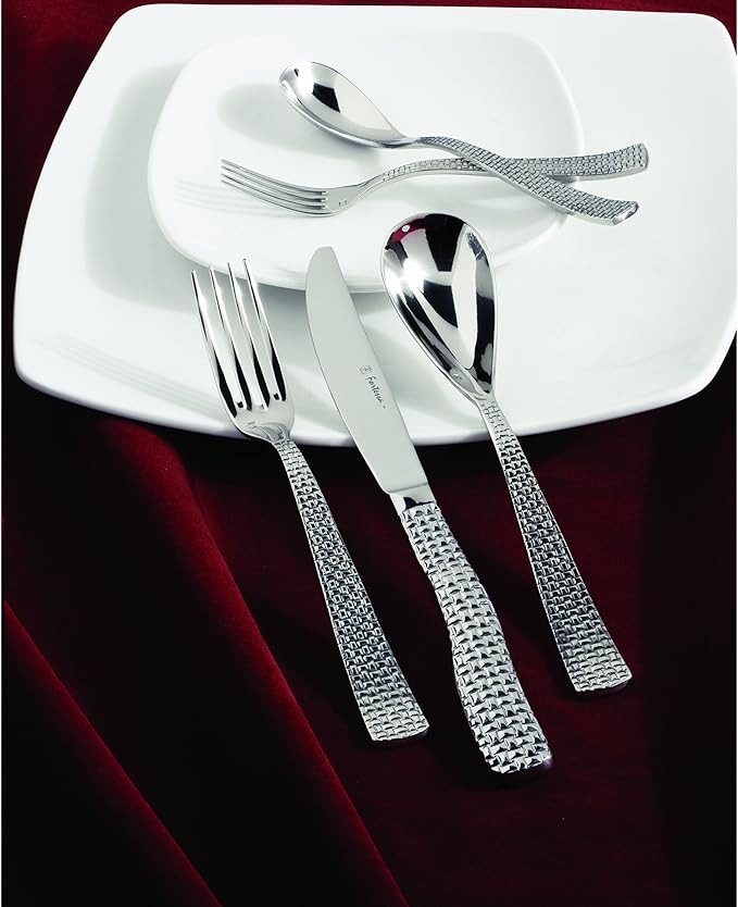 Fortessa Cestino 18/10 Stainless Steel Flatware Round Dessert/Soup Spoon, Set of 12
