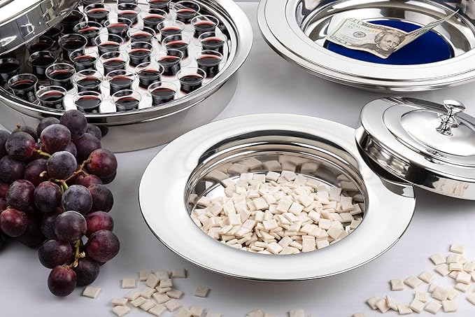 (Offering Plate Blue Premium Stainless Steel Offering Plates for Church | Offering Trays | Church Collection Plate | Church Offering Plates