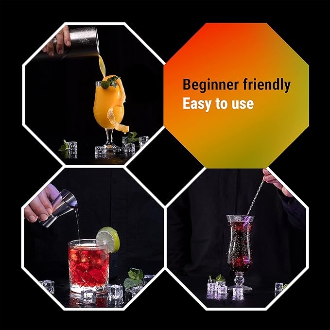 Lexenic 24oz Cocktail Shaker - Insulated Double Wall Keep Drink Chilled - No Stuck Twist Lid,Leakproof and Built-in Strainer - Perfect for Home Bar- Premium Stainless Steel Drink Shaker,Martini Shaker