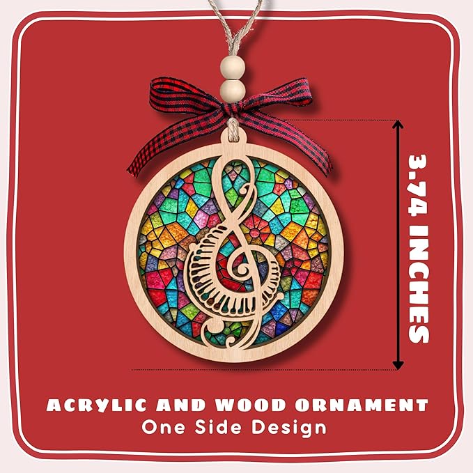 Music Note Ornament - Music Notes Christmas Ornaments for Tree - Musical Gifts for Lovers, Women, Men - Wood & Acrylic Ornament 2025 with Card