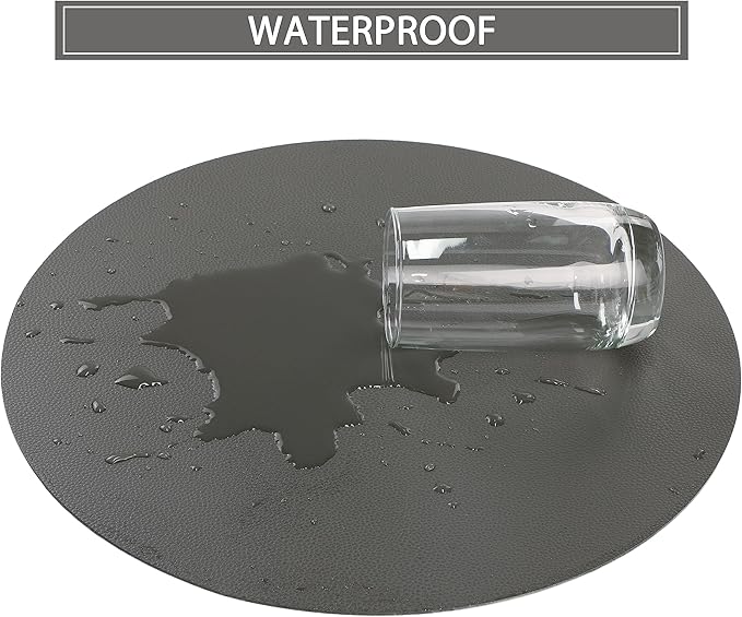 Wipeable Placemats and Coasters Leather Table Mats Waterproof Heat-Resistant Easy to Clean for Dining Table Set Kitchen Table Set of 6, Gary