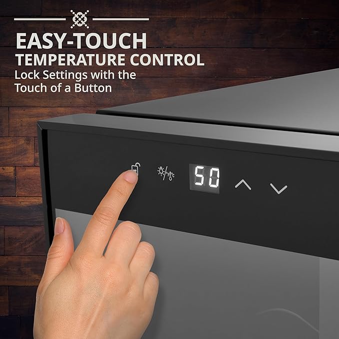 Ivation 12 Bottle Red And White Wine Thermoelectric Wine Cooler/Chiller Counter Top Wine Cellar with Digital Temperature Display, Freestanding Refrigerator Smoked Glass Door Quiet Operation Fridge