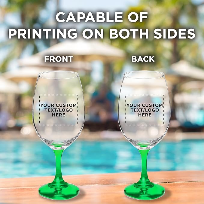 Custom Rioja Grand Wine Glasses 20.75 oz. Set of 10, Personalized Bulk Pack - Perfect for Hotel, Bar, Restaurant or Lounge - Green