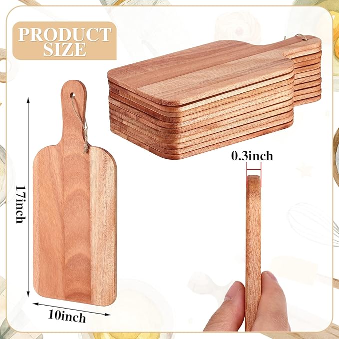 Irenare 18 Pcs Plain Cutting Board Set with Handles Laser Engraving Wooden Charcuterie Kitchen Serving Chopping Board Bulk for DIY Housewarming Mother's Day Gifts(Walnut,15 x 7 Inch)