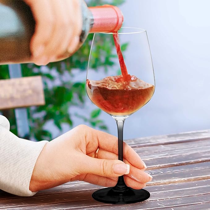 DISCOUNT PROMOS Wine Glasses 17.5 oz. Set of 12, Bulk Pack - Restaurant Glassware, Perfect for Red Wine or White Wine - Black