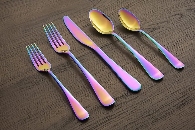 CAMBRIDGE Silversmiths Rhiannon Rainbow Mirror 20-Piece Flatware Set, Service for 4