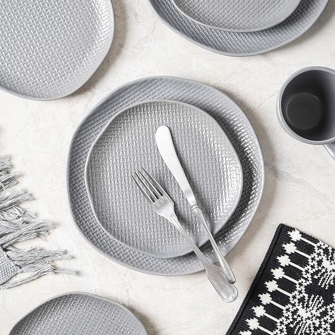 Stone Lain Abigail 16-Piece Dinnerware Set Stoneware, Gray