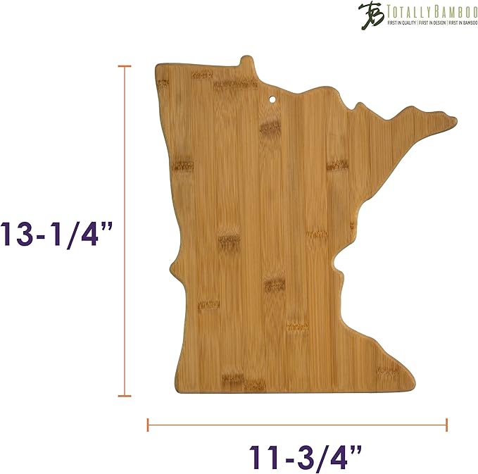 Totally Bamboo Minnesota State Shaped Bamboo Serving and Cutting Board