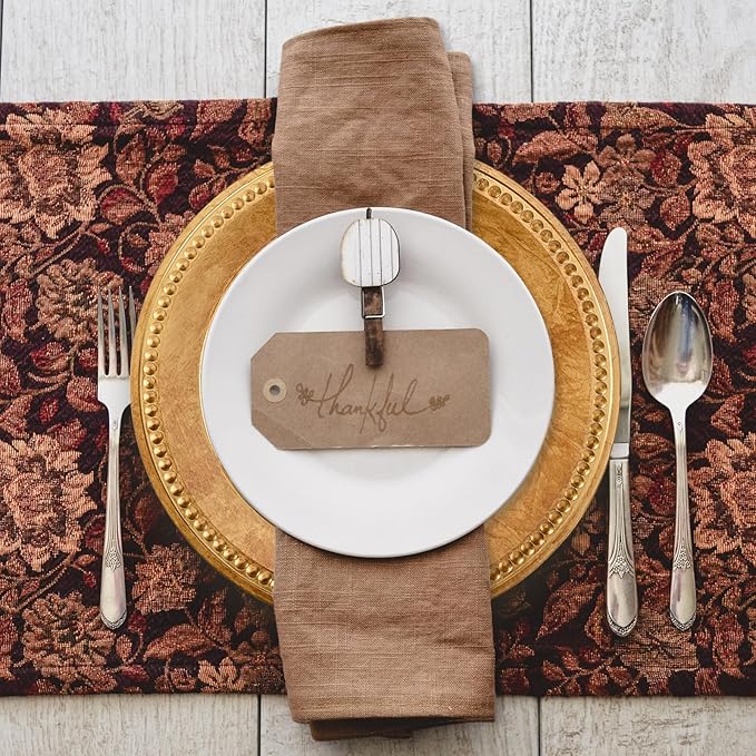 13" Vintage Brown Charger Plate, Rustic Chargers for Dinner Plates, Elegant Table Setting Centerpieces Decor Bulk Wedding Christmas Thanksgiving Holiday Parties Events, Set of 6