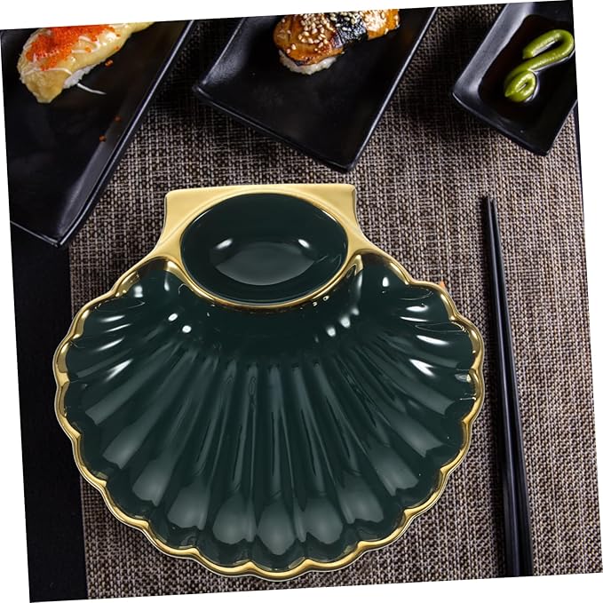BESTOYARD 1pc Dumpling Plate Vinegar Dish Versatile Serving Platter for Appetizers Sushi French Fries More Stylish Shell-shaped Design for Homes and Restaurants