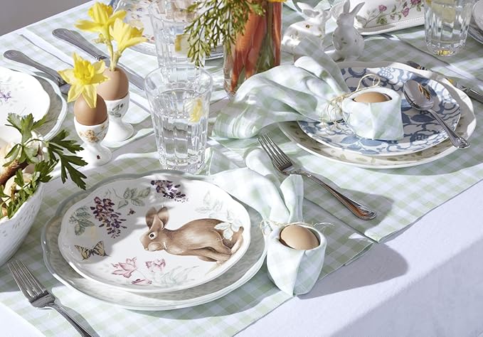 Lenox, Dinnerware Set, Butterfly Meadow Bunny 4-Piece Accent Plate Set, Service For 4, Microwave And Dishwasher Safe, Porcelain Plates, Easter Plates, Dish Set, Home And Kitchen (Assorted, 4 Pieces)