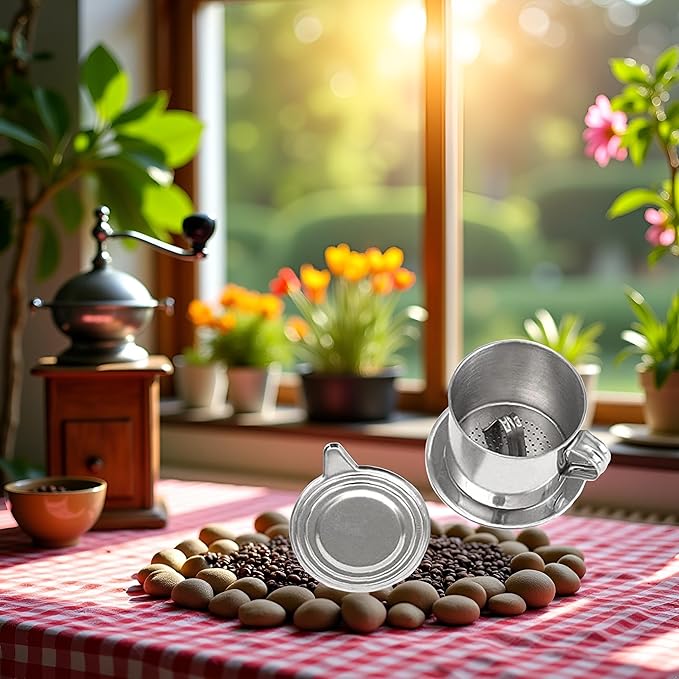 1 Set Vietnamese Coffee Filter Stainless Steel Coffee Pot Drip Infuse Cup Brewing Teapot No Need Paper Drip Coffee Pot Machine Filter Attractive processing