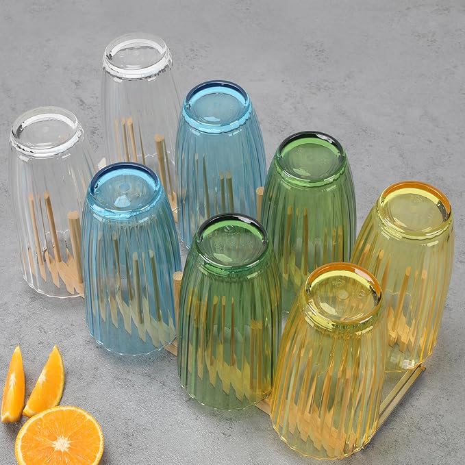 AKMQYM Acrylic Clear Highball Plastic Cups | Plastic Reusable Tumblers 20oz (Set of 8) | Stackable | BPA-free Tumblers | Shatterproof | Top-rack Dishwasher Safe